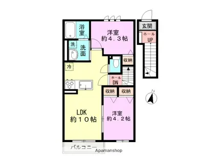 ハイムメゾンLS佐倉(2LDK/2階)の間取り写真