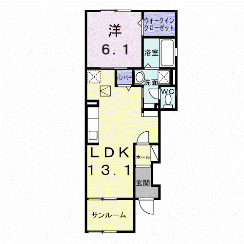 ベルウッド八街Ⅵ(1LDK/1階)の間取り写真