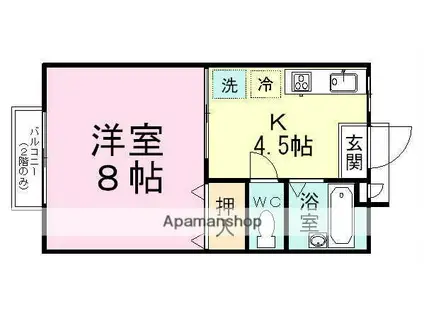 カレッジメント習志野B(1K/1階)の間取り写真