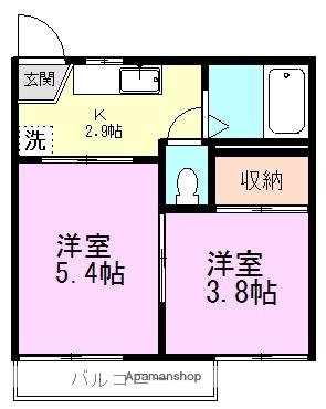 ハイムヴェステン(2K/2階)の間取り写真