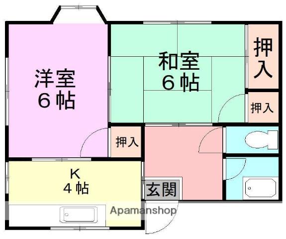 総武本線 佐倉駅 徒歩9分 1階建 築37年(2K/1階)の間取り写真