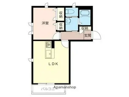 ソレイユ勝田台(1LDK/2階)の間取り写真