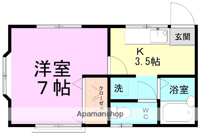 石渡ハイツ(1K/2階)の間取り写真