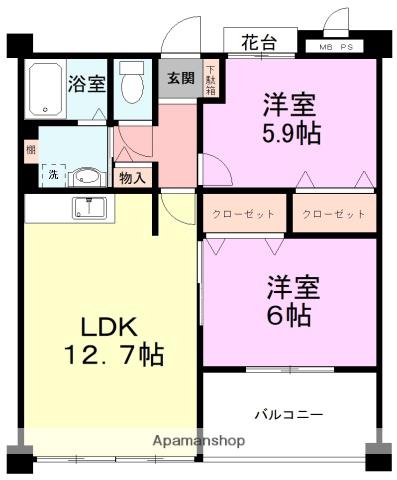 アミリス(2LDK/4階)の間取り写真