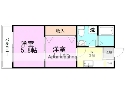 フェリーチェ(2K/2階)の間取り写真