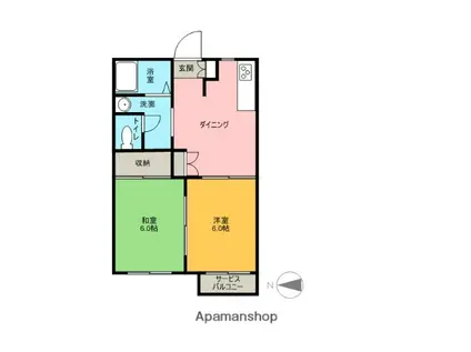 パークハイム(2DK/2階)の間取り写真