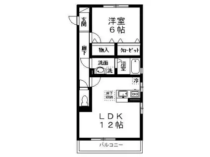 アヴェニール志津A(1LDK/1階)の間取り写真
