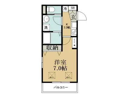 アンベリール勝田台(1K/2階)の間取り写真