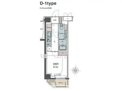 LUXENA勝田台(1K/1階)の間取り写真