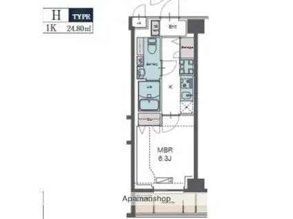 LUXENA勝田台(1K/1階)の間取り写真