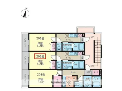 アイフラット(1K/2階)の間取り写真