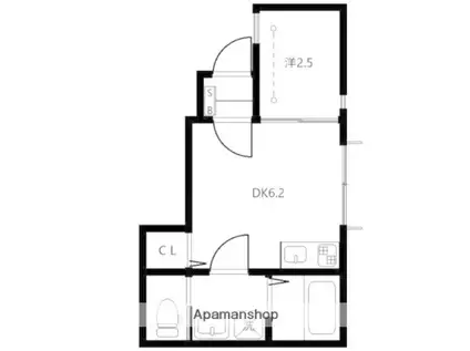 ベレガンス鷹之台(1DK/2階)の間取り写真