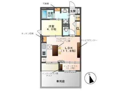 パークエステートⅠ(1LDK/1階)の間取り写真