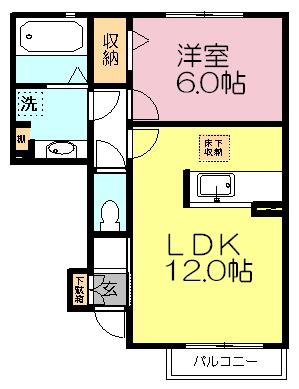 ヴィラ・アムールⅠ(1LDK/1階)の間取り写真