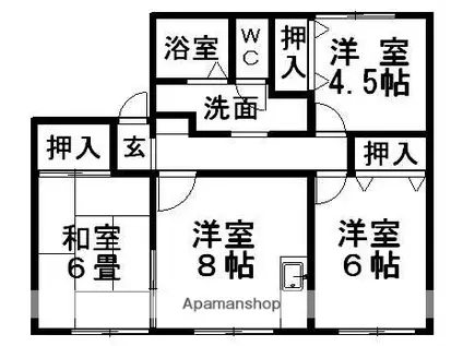 プレミール東郷C(3DK/2階)の間取り写真