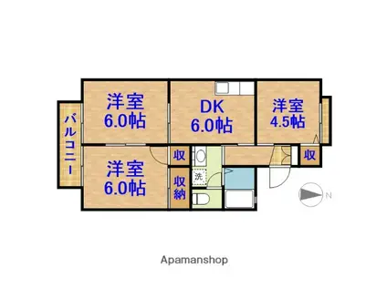 サニーコーポ富士見A(3DK/2階)の間取り写真