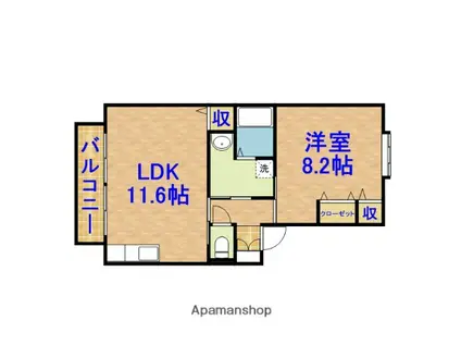アゼリア壱番館(1LDK/1階)の間取り写真