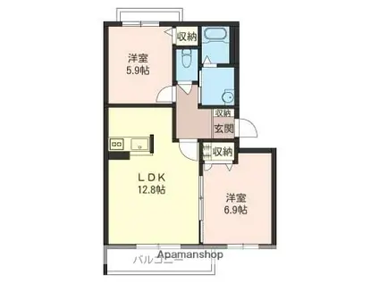 エクレール田中(2LDK/2階)の間取り写真