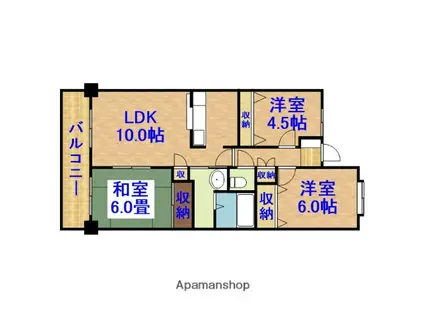 ユーフォニー市原(3LDK/5階)の間取り写真