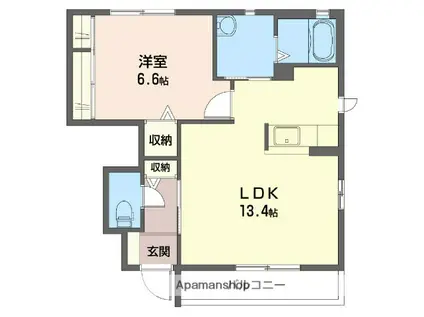 ディアコート美(1LDK/1階)の間取り写真