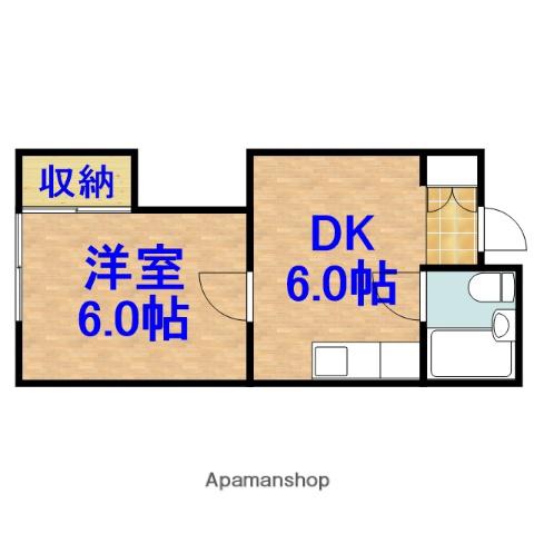 ハイツさざなみ(1DK/2階)の間取り写真