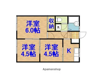 刈米コーポ(3K/2階)の間取り写真