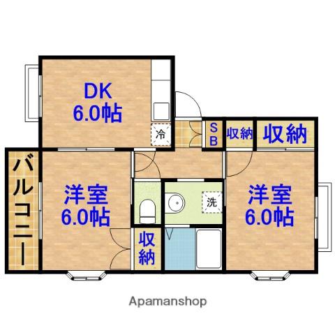 ニューエレガンス(2DK/1階)の間取り写真