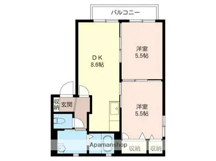 ノースヴィラNJ(2DK/1階)の間取り写真