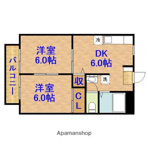 ジュネスグランドール(2DK/4階)の間取り写真