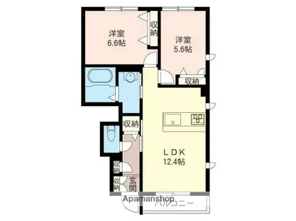 ピュアナ(2LDK/1階)の間取り写真