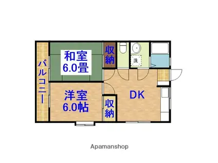 ケイハイツ五井(2DK/1階)の間取り写真