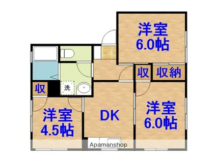 ビレッジタカザワB(3DK/1階)の間取り写真