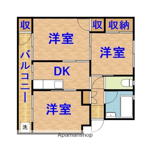 辰巳台ハイム(3DK/3階)の間取り写真