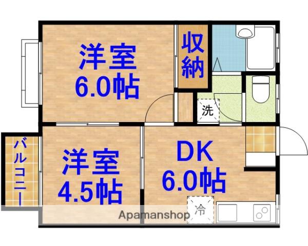 エステートピアA棟(2DK/2階)の間取り写真