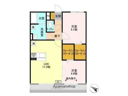スカイパレットA棟(2LDK/2階)の間取り写真