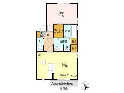 ヴァンガードⅠ(1LDK/1階)の間取り写真