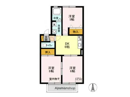 パークメゾンA(3DK/1階)の間取り写真