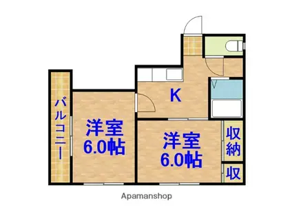 山野ハイツ(2K/2階)の間取り写真