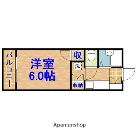 レインボーハウス五所第2(1K/2階)の間取り写真