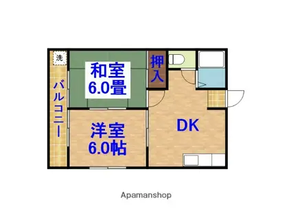 第2カワマコーポ(2DK/2階)の間取り写真