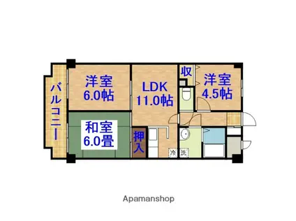 アルビオンマンション(3LDK/3階)の間取り写真