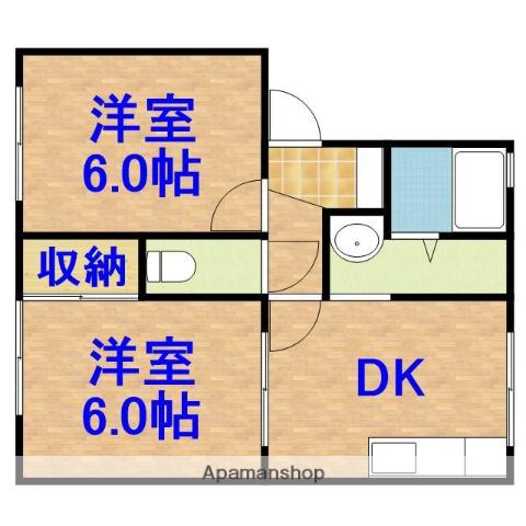 ボナール・ハイム(2DK/2階)の間取り写真