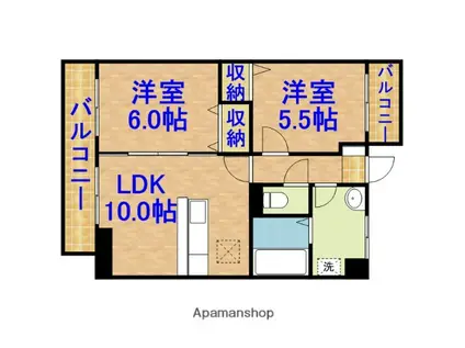 リバティ寿(2LDK/1階)の間取り写真