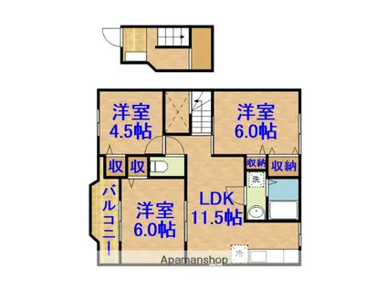 ハ-ヴェストスクエアⅡ(3LDK/2階)の間取り写真