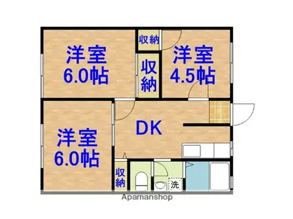 コーポサンフラワー1(3DK/2階)の間取り写真