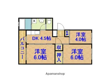ファミール青葉台1号棟(3DK/5階)の間取り写真