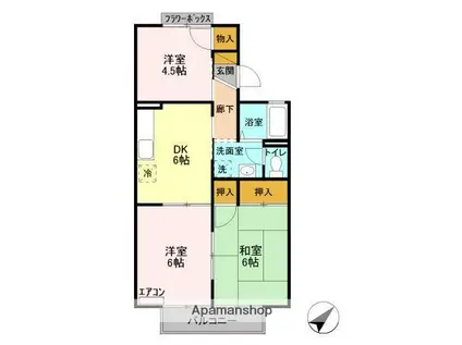 グリーンヒルズB(3DK/1階)の間取り写真