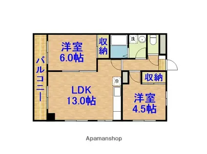 ウッドクレスト市原(2LDK/4階)の間取り写真