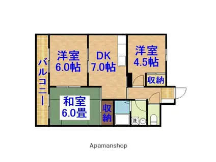 ウッドクレスト市原(3DK/3階)の間取り写真