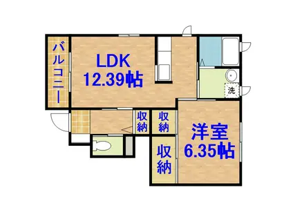 サンシャルマン(1LDK/1階)の間取り写真